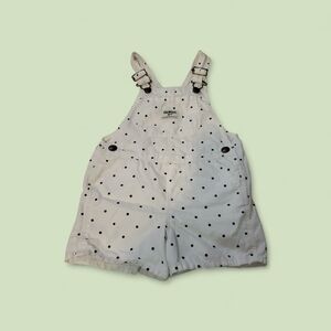 OshKosh B'gosh White Short Overalls with Black Polka Dots